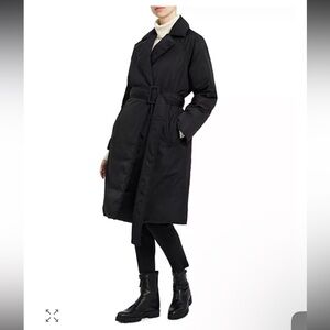 Theory Bright Green size P/S puffer trench coat with belt like new